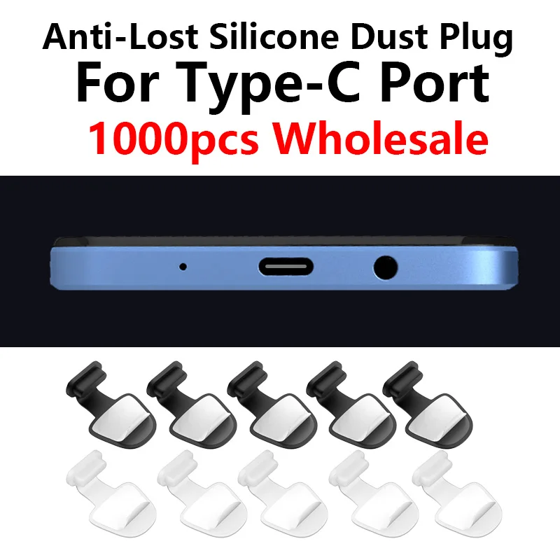 

1000pcs USB-C Charging Port Anti-Dust Dirt Plug For iPhone 15 Pro Max Samsung Type-C Port Protector Silicone Cover Anti-Lost Cap