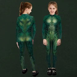 Children Green Alien Printed Holiday Party Bodysuit Boys Girls Fashion Sexy Jumpsuit Stretch Wear snake Cosplay Costume Jumpsuit