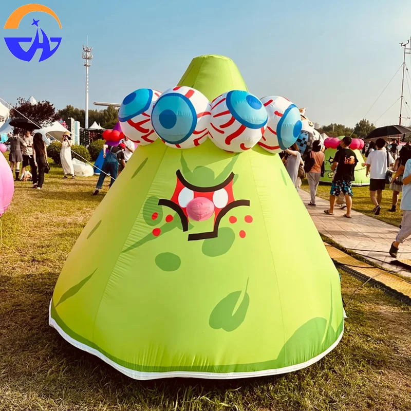Modelo de aire creativo de volcán multiojos de dibujos animados inflables: accesorios decorativos para actividades al aire libre