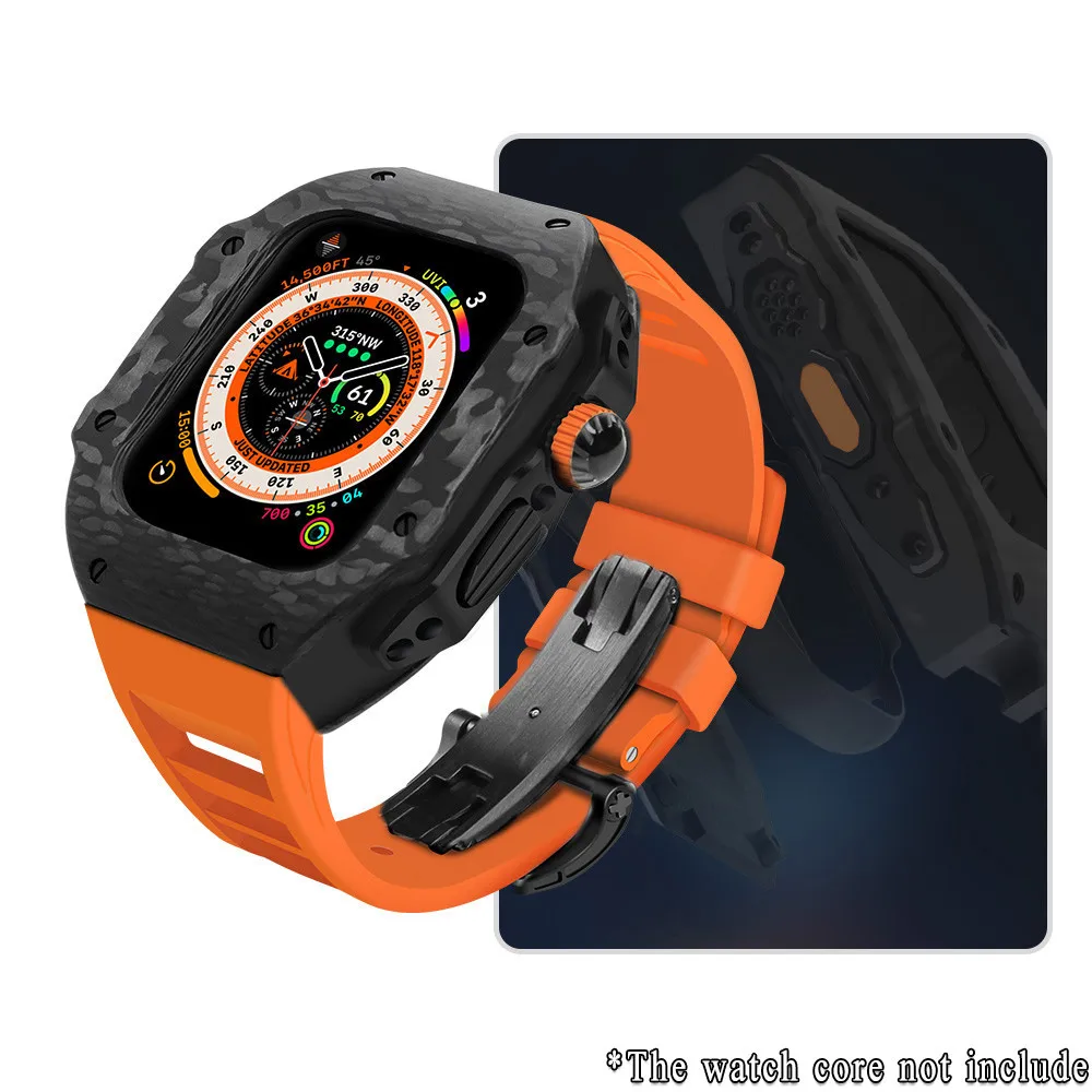 Luxe koolstofvezel modificatiekit compatibel voor Apple Watch Ultra3 49 mm 44 mm 45 mm Iwatch-serie 9 8 7 6 5 4 SE3/2/1 ultra 3