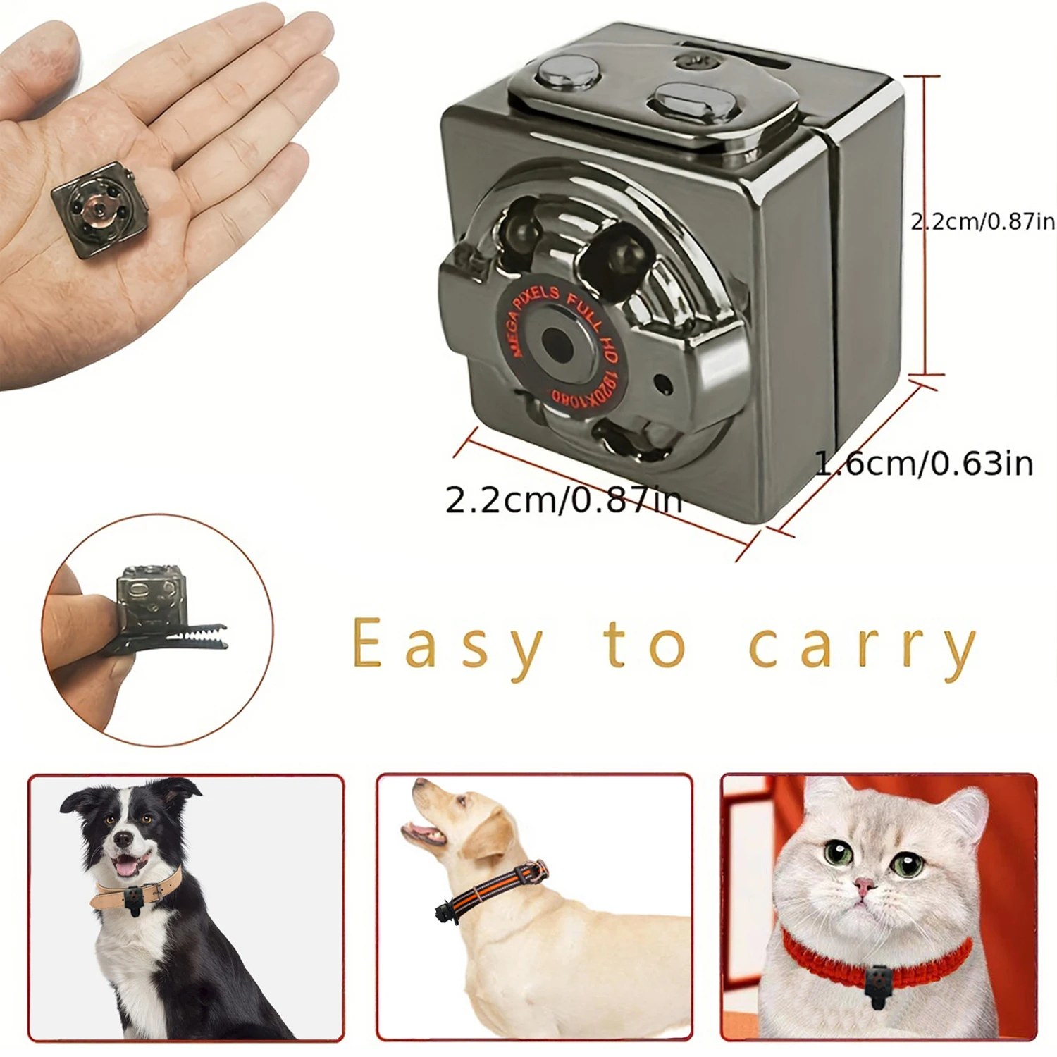 Mini Video Camera Infrared Night Vision Small Outdoor Sports Camera for Dogs Pet Track Recorder Rechargeable Sports DV for Cats