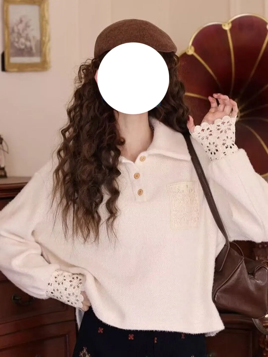 

Women's Knitted Ne Long Sve Casual Top Versatile Winter Faion Single Piece Korean Sle Regular Length