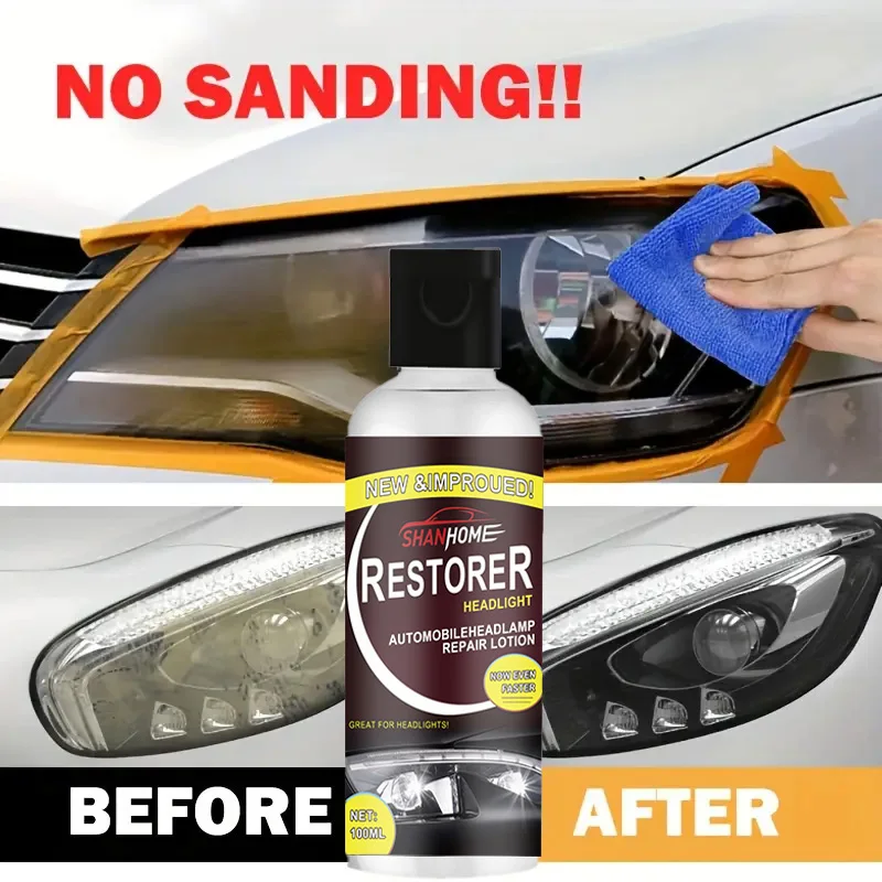 Headlight yellowing polishing fluid  No-grind cleaner for aged headlight shells  A must-have for headlight cover refurbishment