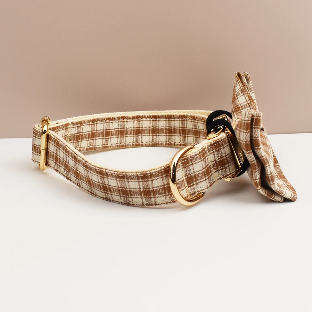 Kariertes Muster, weiches Hundehalsband, Leine, Gravur auf Halsband und Geschirr, graviertes Namensschild, Haustierbedarf, Hundeleine, Rastermuster, 25 – Detail 5