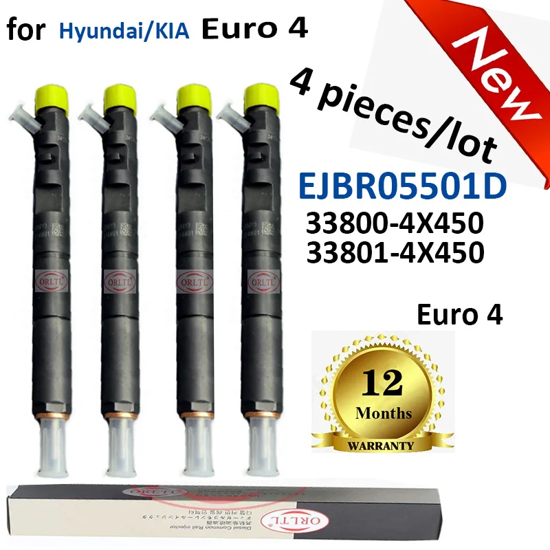 

Auto Fuel Injector 338004X450 338014X450 EJBR05501D 33800 4X450 33801 4X450 R5501D For Hyundai/KIA Euro 4 4 pieces/lot