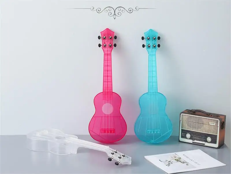 PC material one-piece lightweight candy colour 4-string guitar 21 inch soprano ukulele instrument small guitar music lovers Gift