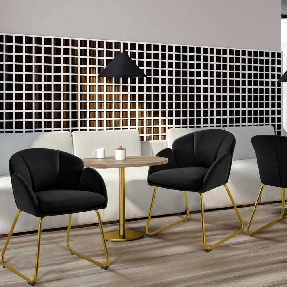 

Velvet Dining Chair, Flower Shaped Armchair with Golden Legs, Upholstered Side Chair for Kitchen Dining Room Living Room