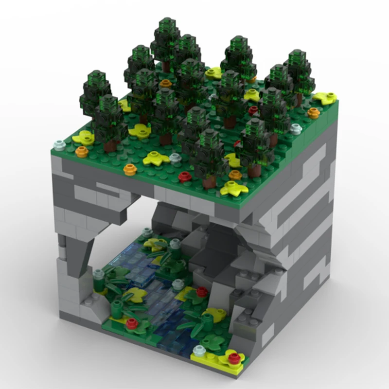 Blocs de construction d'architecture Diorama de grotte MOC, 658 pièces, cadeau de noël, modèle d'assemblage stimulant pour constructeurs avancés uniques