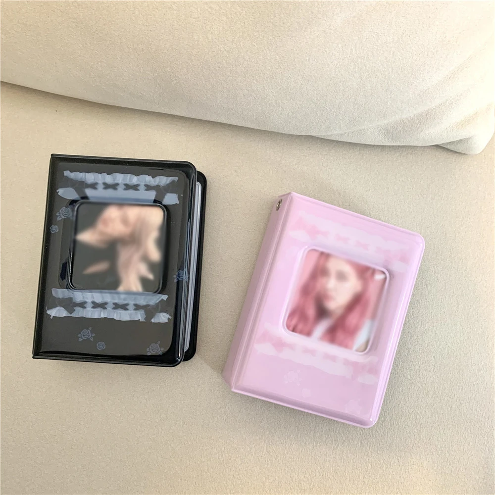 40 Pockets 3 Inch Sweet Photo Album Cool Photocard Holder Lace Pink Black Photos Album Idol Cards Postcards Collect Book