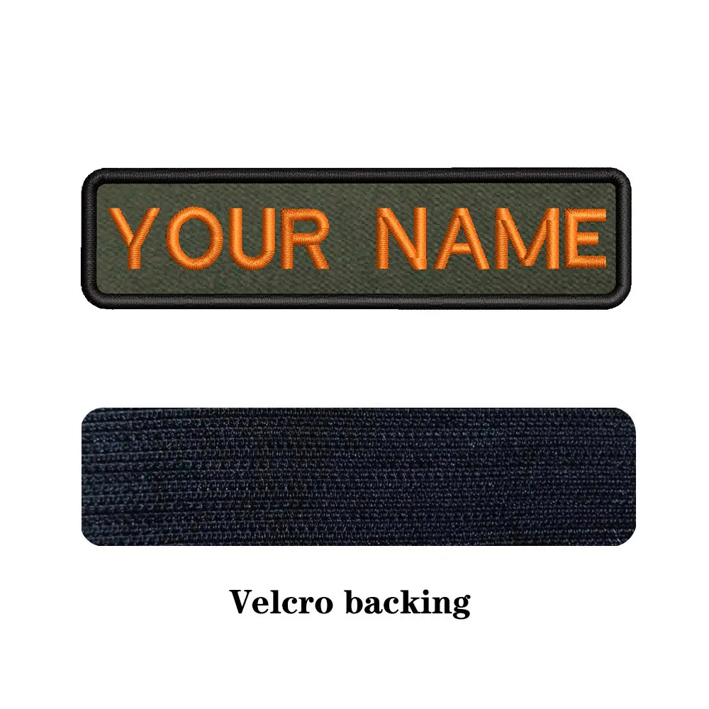10 x 2,5 cm, Armeegrüner Hintergrund, Stickerei, individueller Name, Text-Patch, Streifen-Abzeichen, zum Aufbügeln oder Träger-Patches für Kleidung