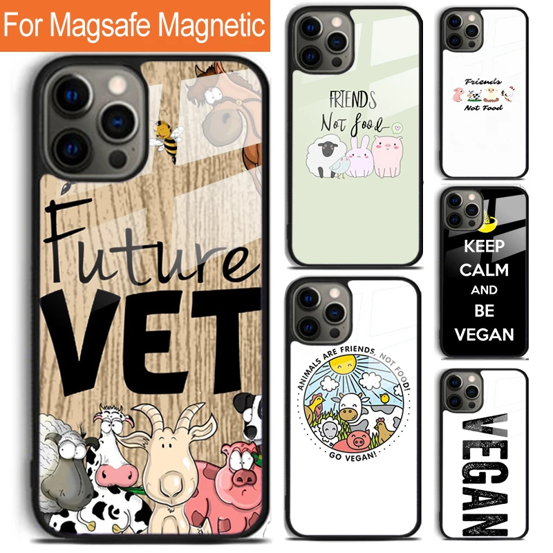 Friends not Food Vegan Quote Phone Case For iPhone 16 15 14 13 12 11 Pro Max Plus Magsafe Magnetic Wireless Charging Cover