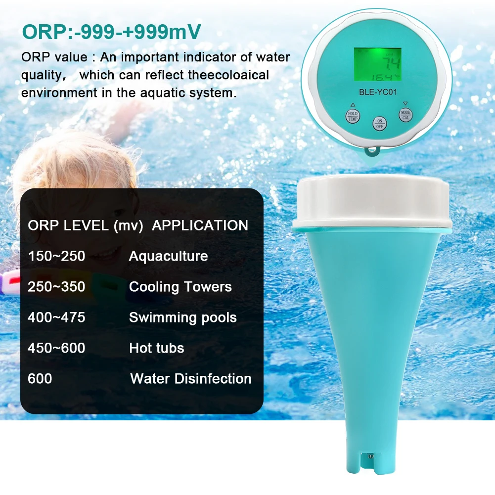 BT Water Quality Detector 6 In 1 PH EC Total Dissolved Solids ORP Temperature Chlorine Water Quality Tester