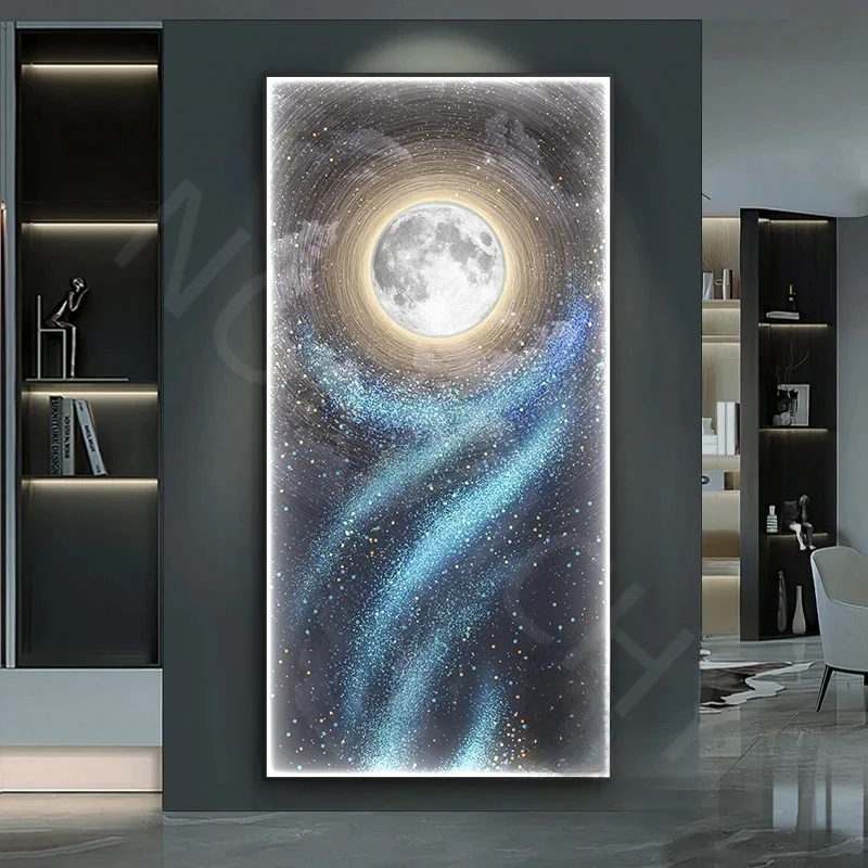 Decoração de parede requintada com murais de lua, luzes de parede pintadas por LED na sala de estar, lobby e hotel GN501TB