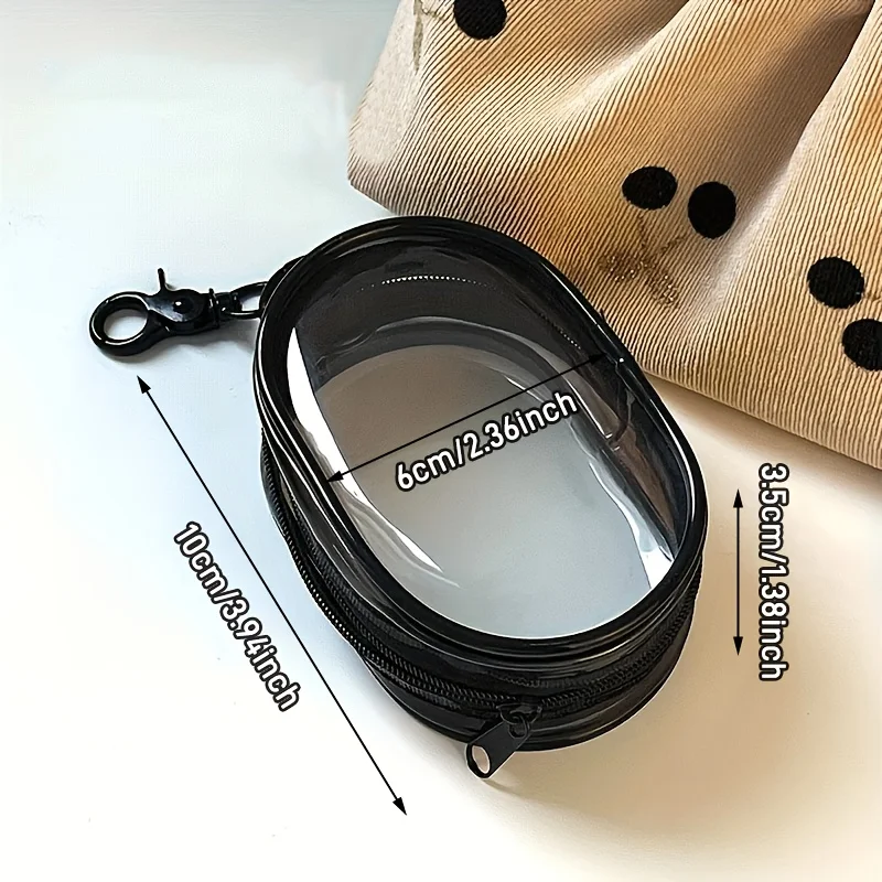 Mini sac de rangement Portable à fermeture éclair transparente, 1 pièce, organisateur peu encombrant pour écouteurs et chargeurs, polyvalent avec boucle de porte-clés pratique