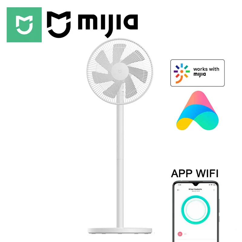 

Напольный вентилятор MIJIA, 7 лопастей, регулируемый широкий угол наклона 90° ° Домашний вентилятор для гостиной, поддерживает подключение к приложению MI HOME, проводной вентилятор.