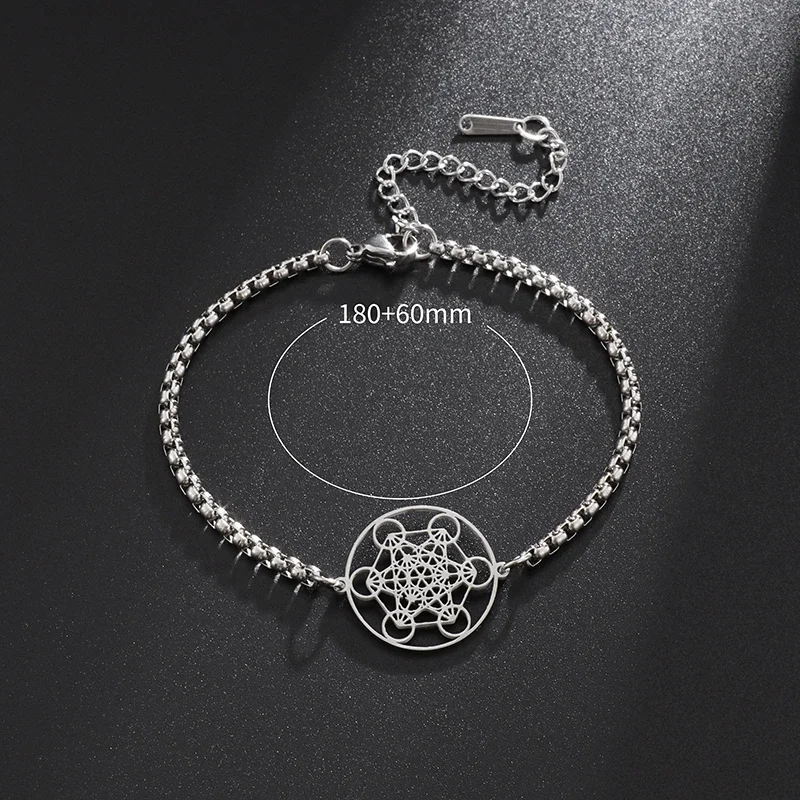 Metatron Cube Bracelet Women\'s Stainless Steel Archangel Day Bracelet Men\'s Fashion Sacred Geometry Amulet Jewelry Gift