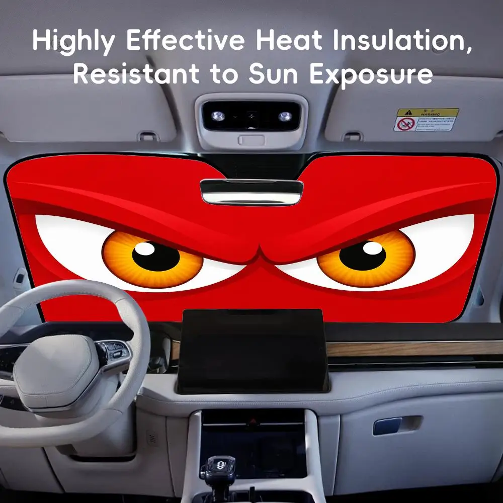 Cartoon Angry Eyes Sun Visor Car Sun Shade Front Windshield Coverings Blocker Auto Protector Window Visor Screen Cover