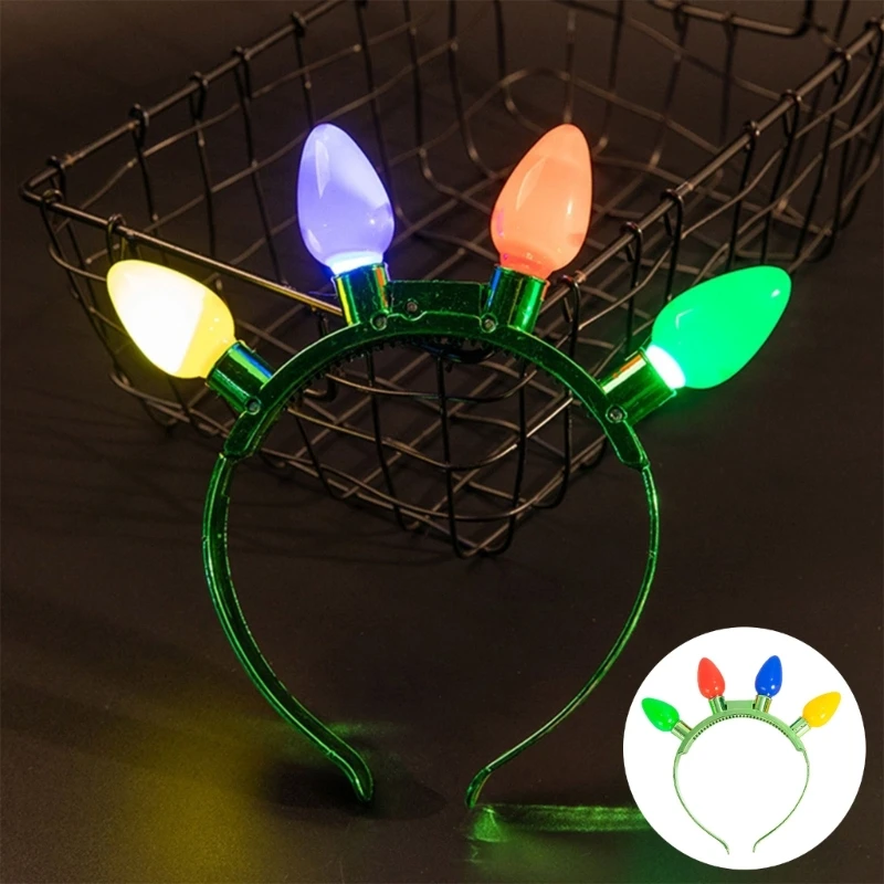 Cute Christmas LED Headband with Light Luminous Bulb Hair Hoop Novelty Party Headdress Headwear Party