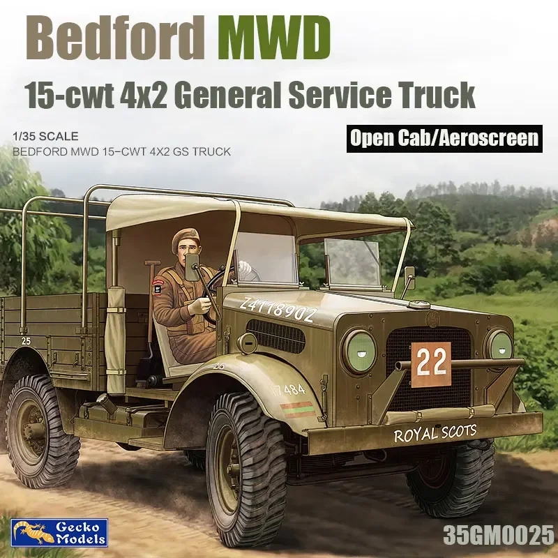 

Gecko model 35GM0025 Bedford MWD 15cwt truck Open Cab/Aeroscreen 1/35 assembly model kit