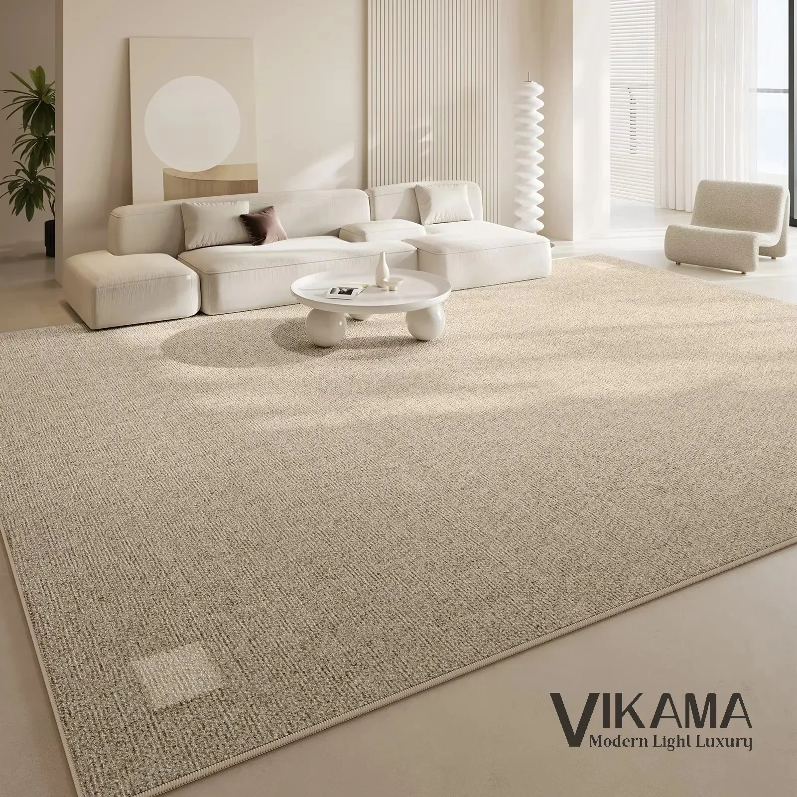 VIKAMA Tapijt Woonkamer Licht Luxe Deluxe Crème Wabi-Sabi Thuis Slaapkamer Bed Absorberende Vuilafstotende Mat Woondecoratie