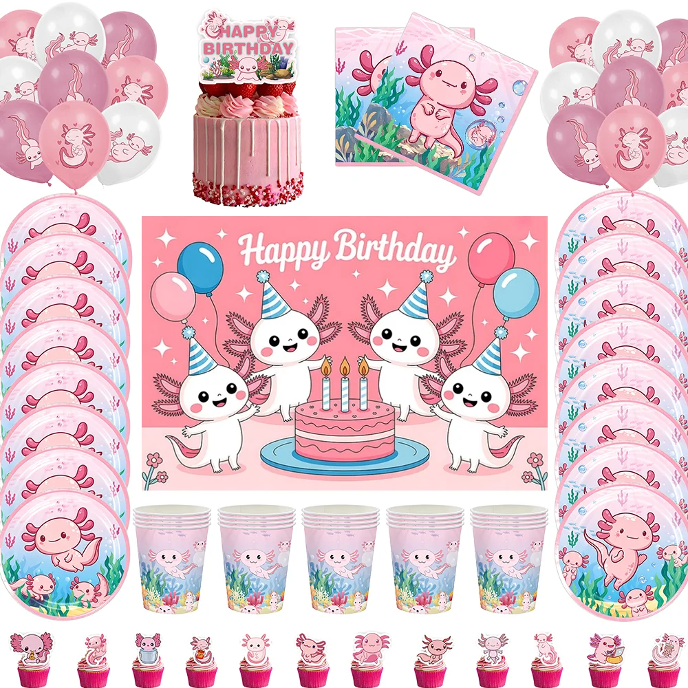 Banner Kids Toys - Pink Salamander Axolotl Theme Birthday Party