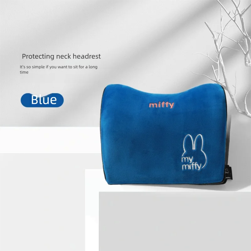 ใหม่ Miffy รถหมอนสนับสนุนเอว Kawaii การ์ตูนเย็บปักถักร้อย Miffy หน่วยความจําผ้าฝ้าย Headrest รถคอหมอนรถคอหมอน