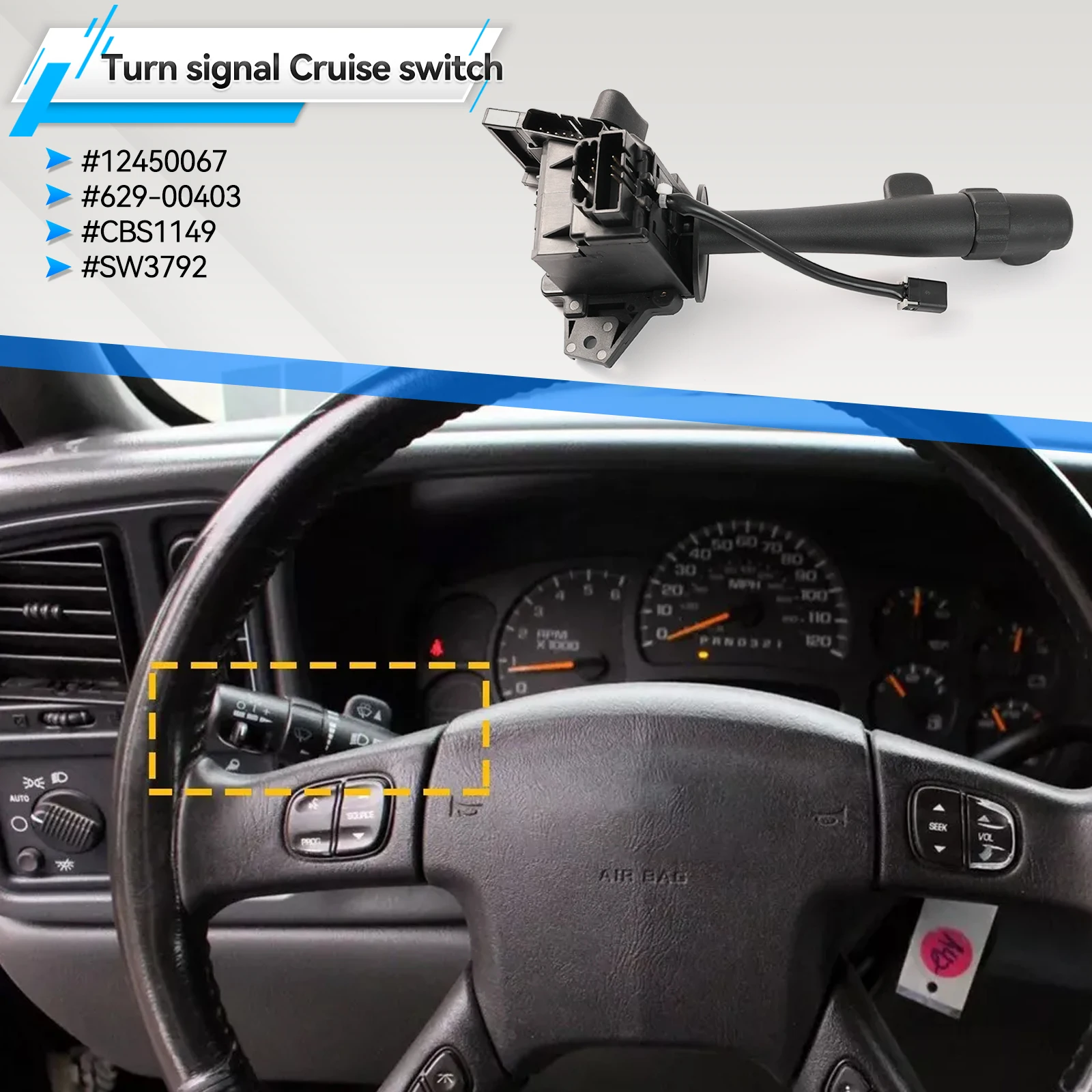 

12450067 Переключатель указателя поворота фар Многофункциональный комбинированный круиз-контроль для Chevrolet Tahoe Silverado GMC Sierra Yukon