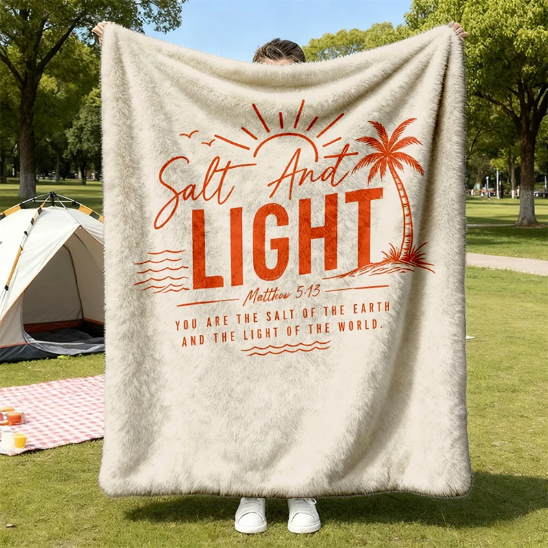 Salt and Light Flannel Blanket, Matthew 5, 13-14 Bible Verse Flannel Blanket, Christian Beach Flannel Blanket