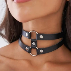 Bdsm Bondage Lingerie Sexy Leather Chain Collar Harness Woman Erotic Leather Neck Harness Fetish Wear Women Neck Accessorie