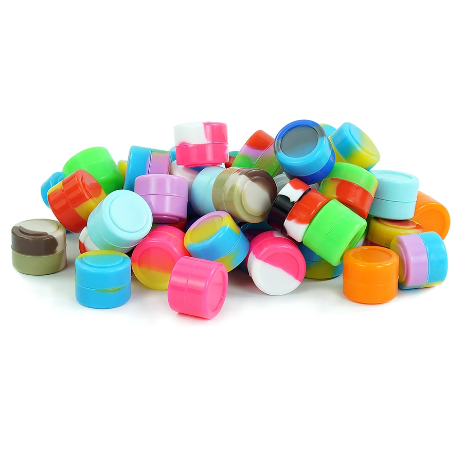 50 PCS 2 ML Silicone Wax Containers Multi Use Storage Jars Oil Concentrate Bottles for Home Kitchen Travel