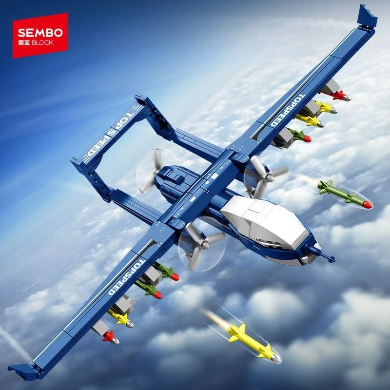 

SEMBO BLOCK Military Twin Tailed Scorpion Drone Aircraft Building Blocks Model Toy Gift for Boys 202273