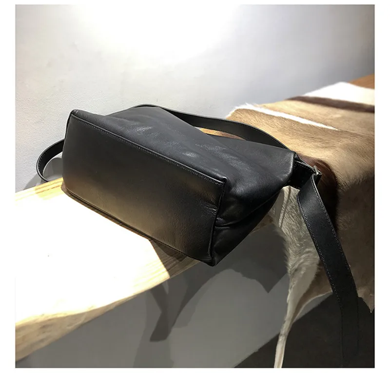Sac à Bandoulière Vintage en Cuir group pour Homme et Femme, Sacoche Universelle, Large, Noire, Décontractée, pour l'Extérieur