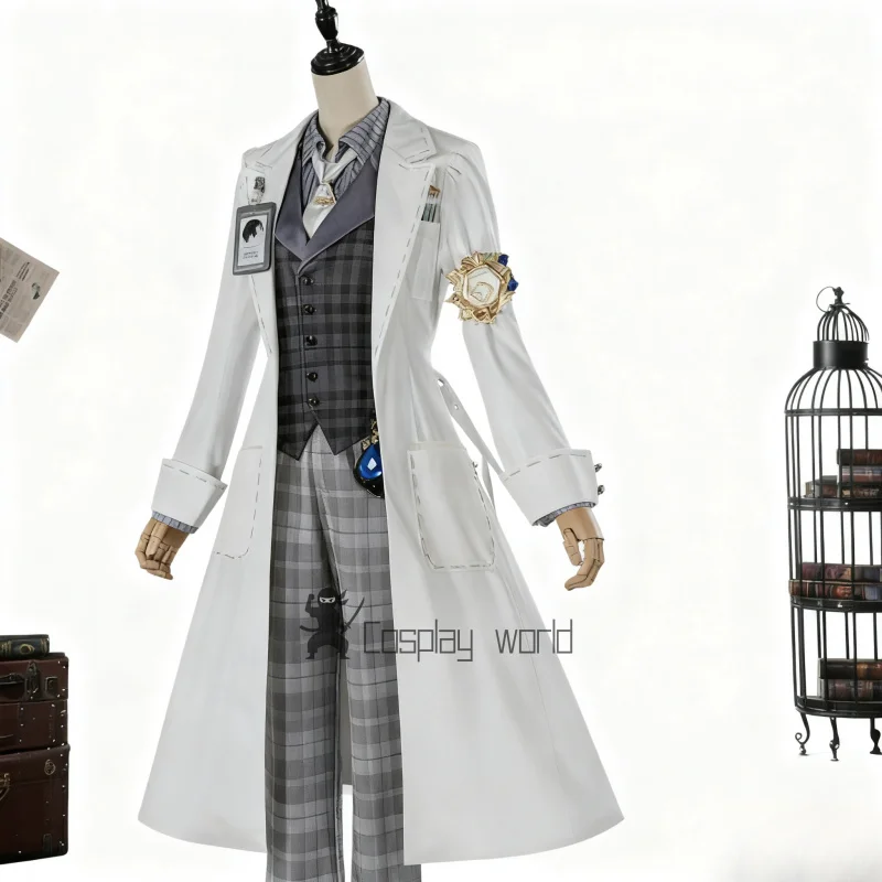 

Game Identity V Cosplay Aesop Carl Costume White Jacket Outfits Classic British Uniform Anime Halloween Carnival Party Clothes
