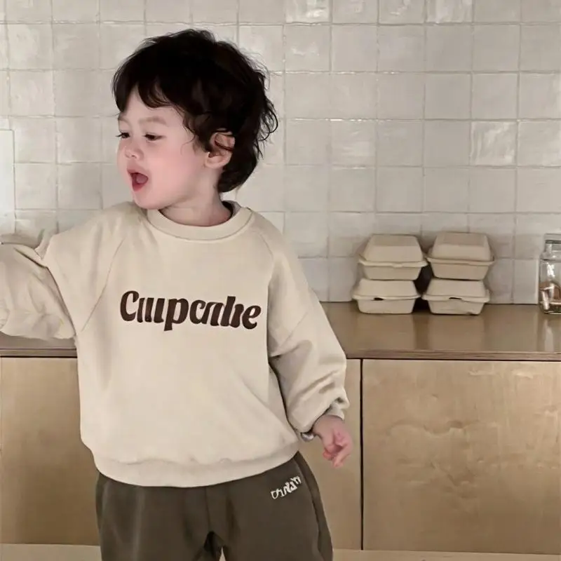 

2025 Autumn New Baby Long Sleeve Sweatshirt Letter Print Infant Loose Cotton Pullover Boys Girls Casual Sweatshirt Kids Clothes