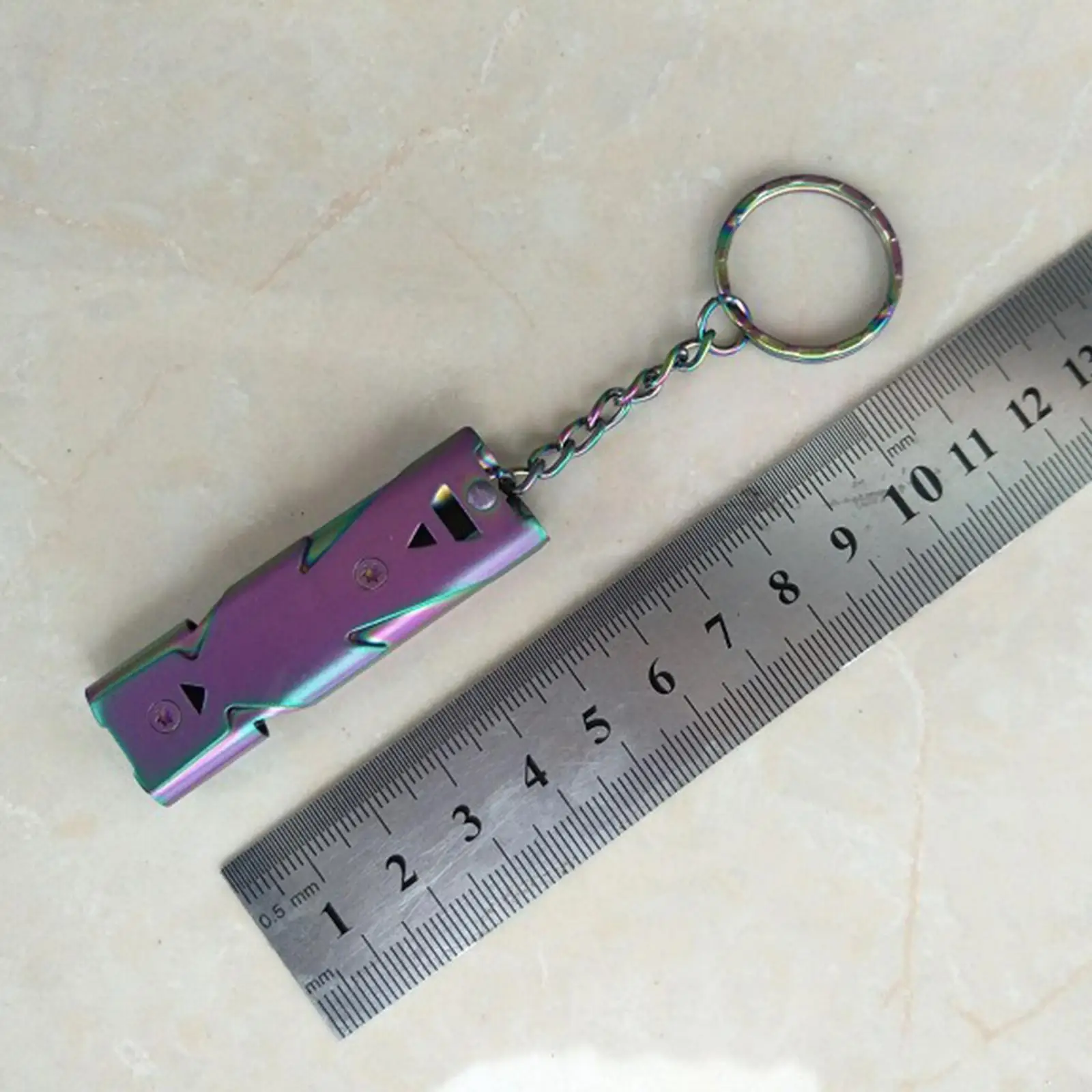 2xStainless Steel Outdoor Survival Whistle with Keychain Colorful