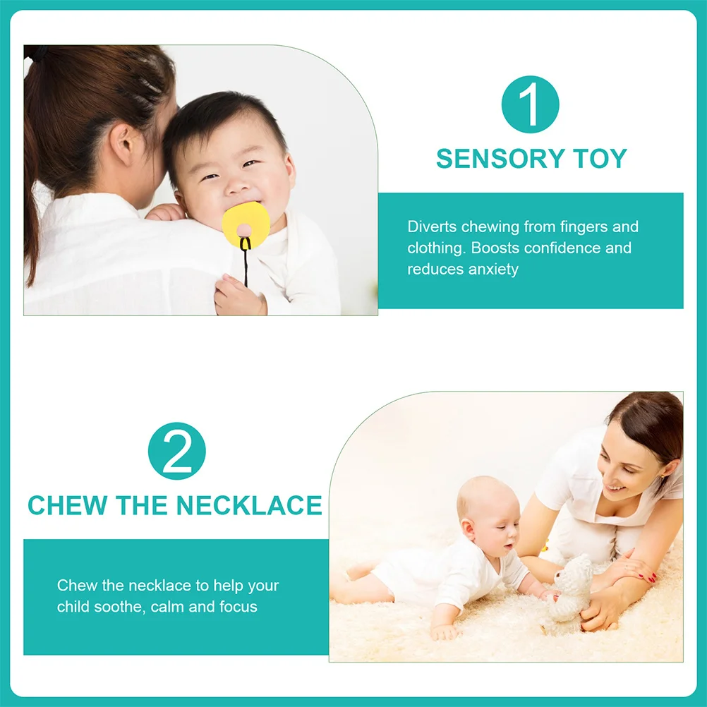 

2 Pcs Chewable Necklace Molar Toy Baby Teething for Mom Kids' Play Necklaces Toys Pendant