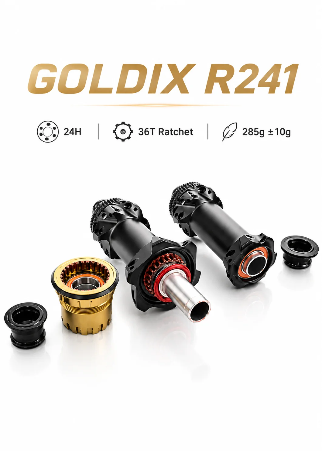 GOLDIX R241 Rennradnabe 24H 36T Ratchet Center Lock Scheibenbremse 290g Leichtgewicht HG XDR 11-12-Gang Vorder- und Hinterradnabensatz – Detail 3