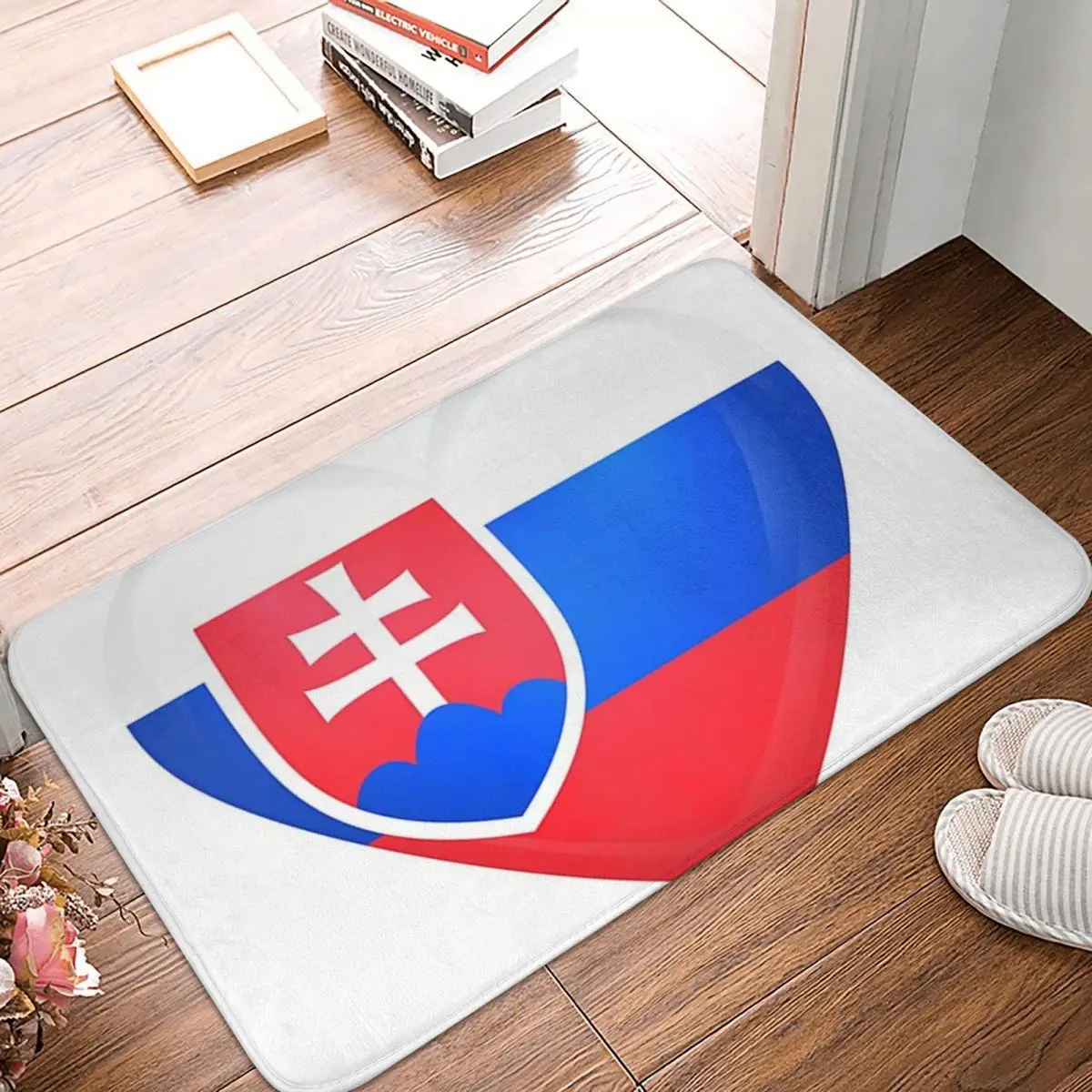 Slovakia Flag Doormat Rug Carpet Mat Footpad Polyester Non-slip Sand Scraping Front Room Corridor Kitchen Bedroom Balcony Toilet