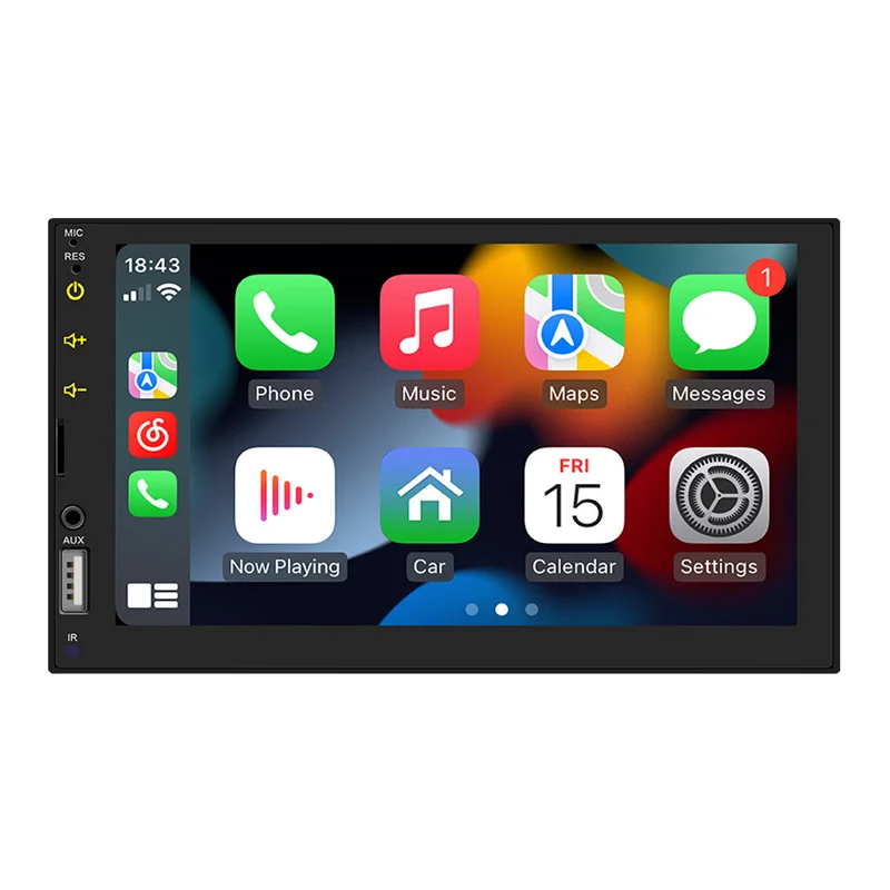 

Car Radio MP5 Player 7 Inch Double Din Touch Screen Mirrorlink FM Aux Video Input USB Bluetooth Android Auto Universal Carplay