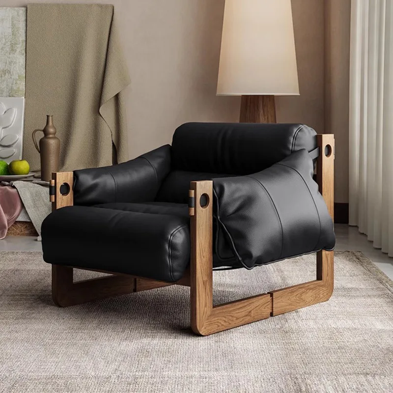 Nordic single sofa retro bedroom living room lazy recliner reading chair