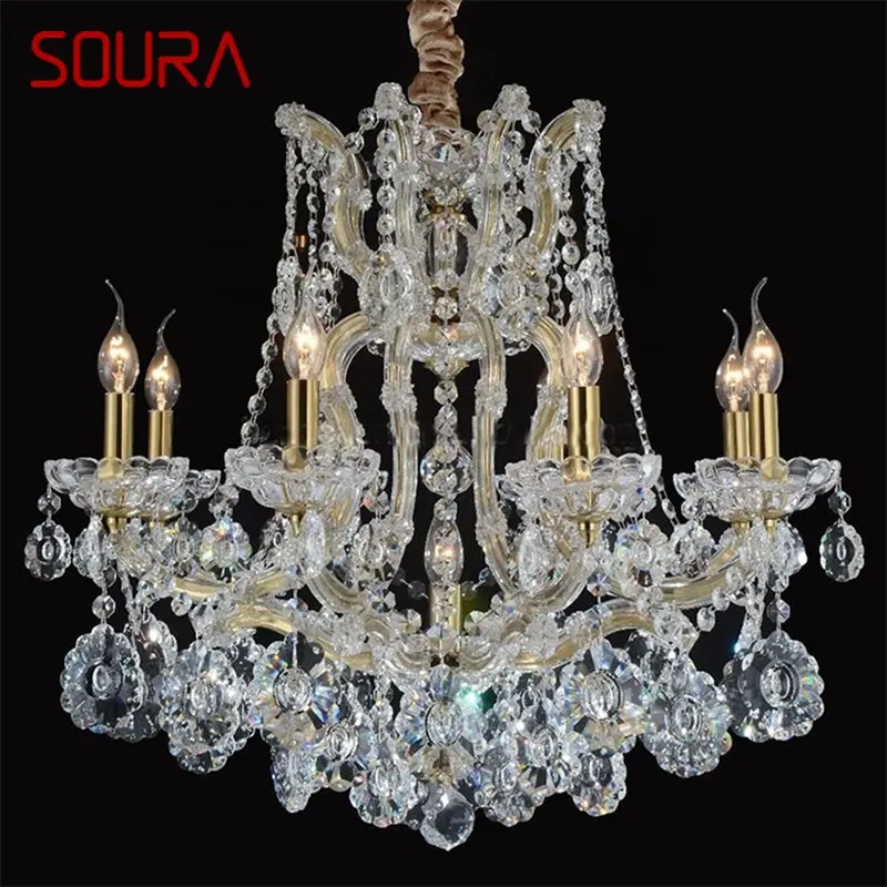 

SOURA European Style Chandelier LED Pendant Lamps Candle Crystal Luxury Lights Modern Fixtures for Home Hotel Villa Hall