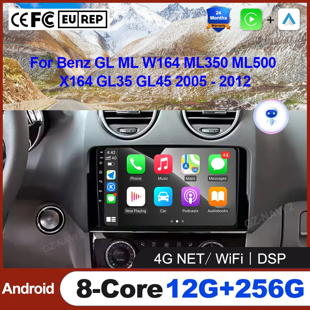 

For Benz GL ML W164 ML350 ML500 X164 GL35 GL45 2005 - 2012 QLED Android 15 Car Radio DSP BT GPS Navigation Auto Stereo 4G+WIFI