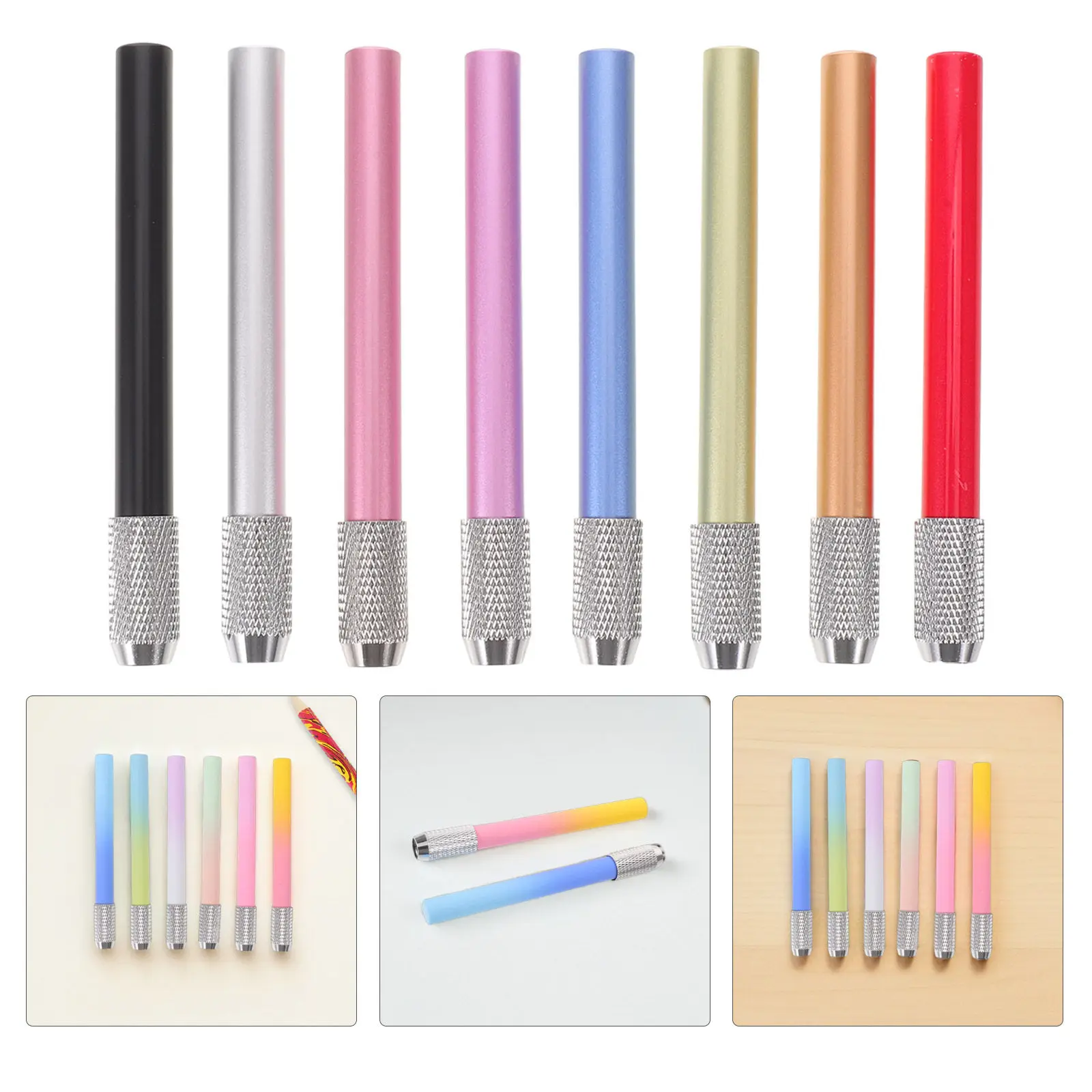

6Pcs Plastic Pencil Extender for Short Sketching Pencils Colored Pencil Lengthener Holder Portable Classroom School Art Tool