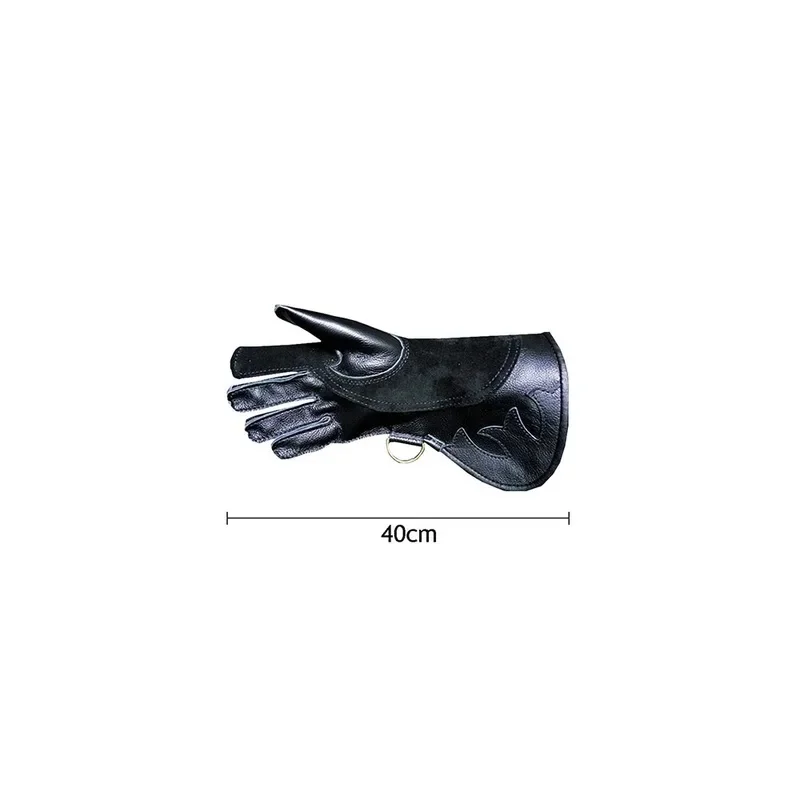 Thick Fingerless Cow Leather Falconry Training Gloves, Anti Bite Anti Scratch Protective Working Gloves for Eagle Hawk Birds