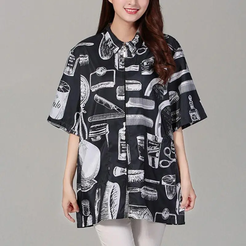 

Q1FB Retro Hairdressing Overalls Haircut Technician Clothes Hot Dyed Hair Lar