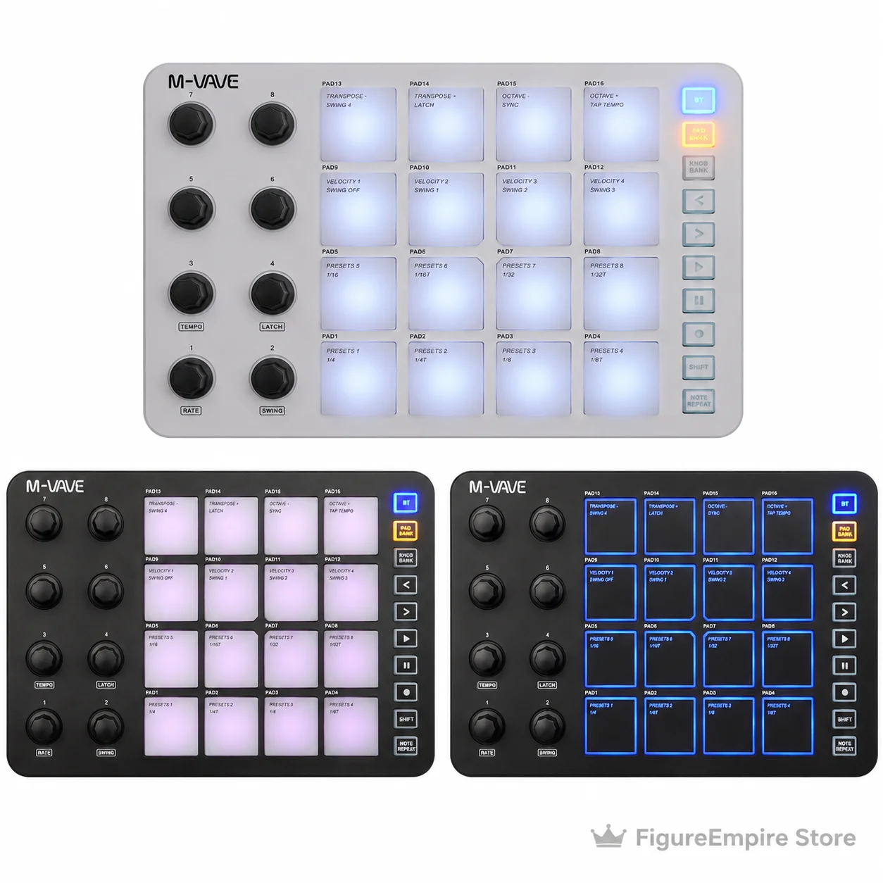 M Vave Midi Pad Controller Rgb Backlight Portable Usb Beat Maker Machine For Music Production Dj Performance