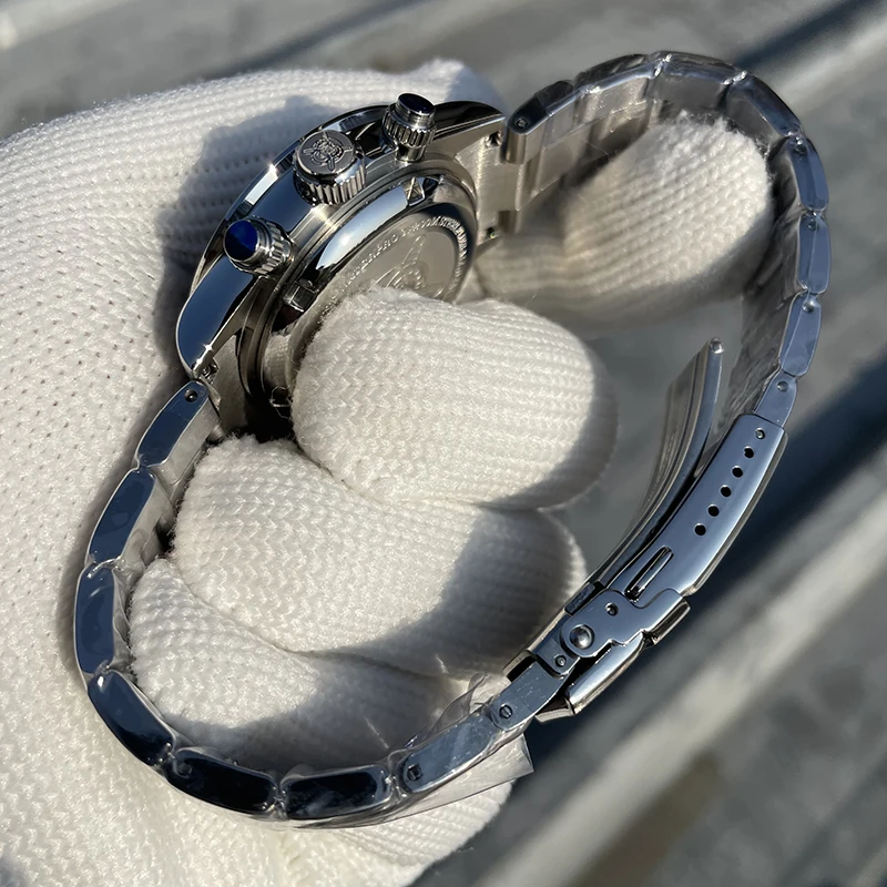 STEELFLIER Men Chronograph Watch 39mm Quartz Wristwatch 200M Waterproof BGW-9 Luminous Sapphire Mirror VK63