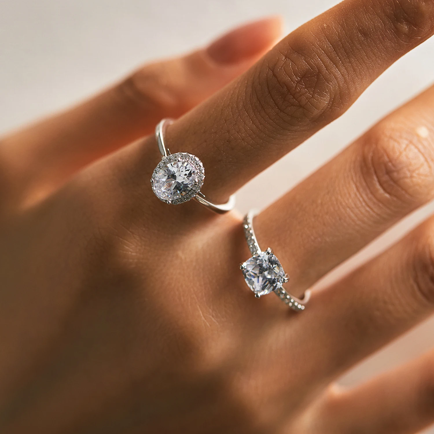 Women's Classic Geometric Round Oval Shape Zircon Ring