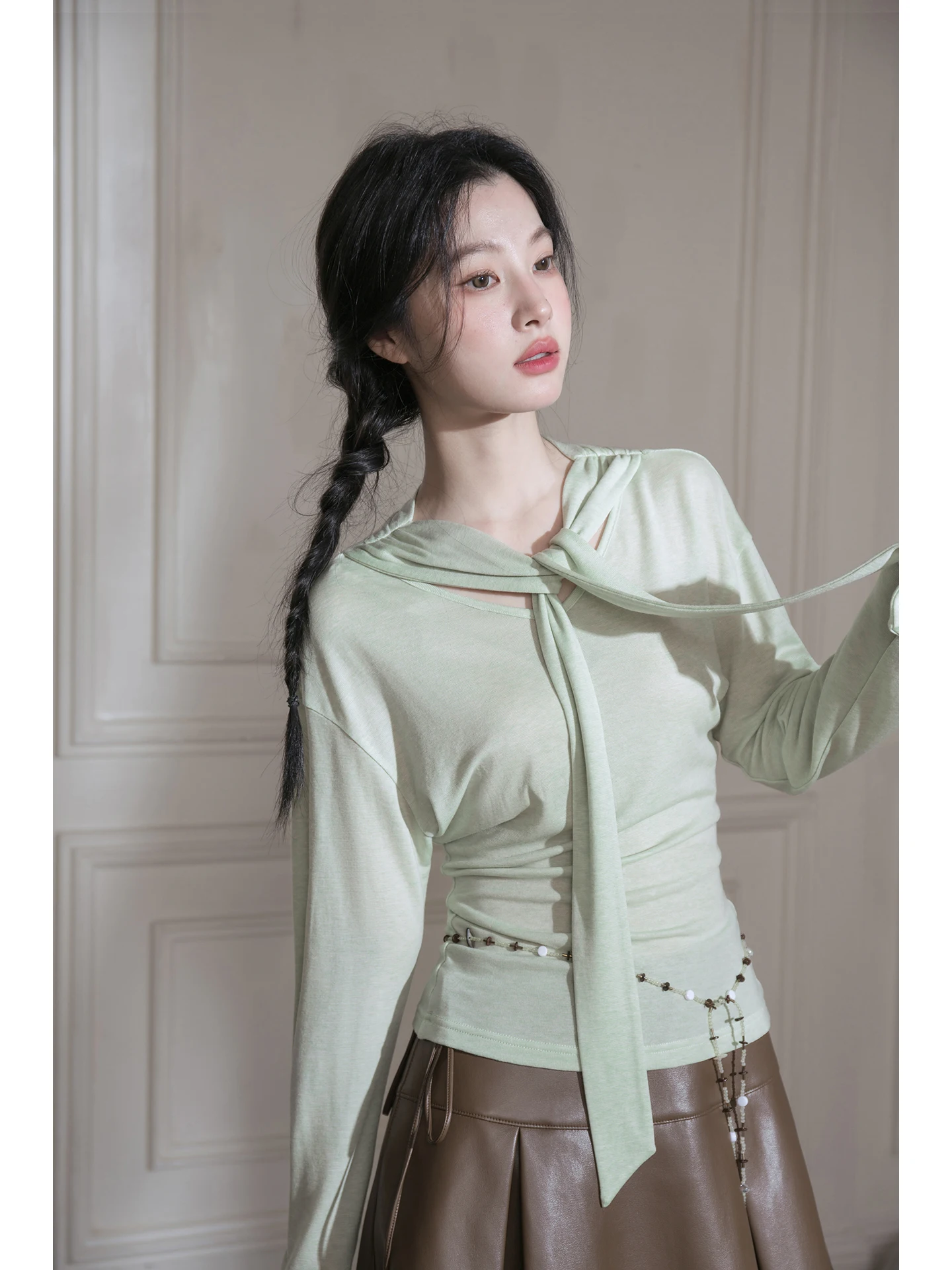 

COTRE Melon Ice een Camere вязаный свитер с шилом повседневный женский топ дышащий легкий длинный све