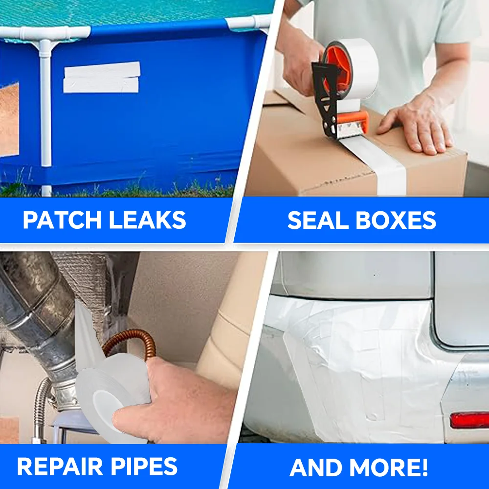 شريط أبيض شديد التحمل، مقاوم للماء، بدون بقايا - شريط لاصق أبيض عالي التحمل مقاوم للماء للمنزل، ومشاريع DIY، والإصلاحات